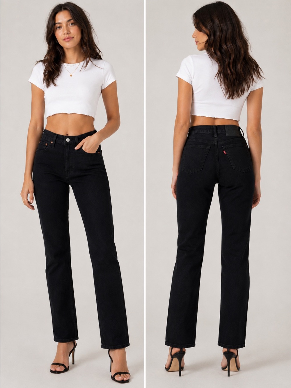 Levi’s Wedgie Straight High Rise Black Stretch Jeans 24x28 NWT